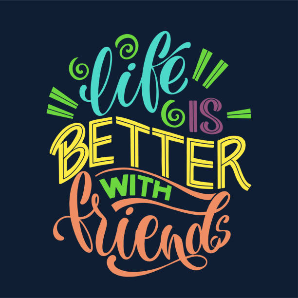 Quote about friends. Quote about friends. Happy Friendship day phrase. Vector design elements for t-shirts, bags, posters, cards, stickers and badges. forever friends stock illustrations