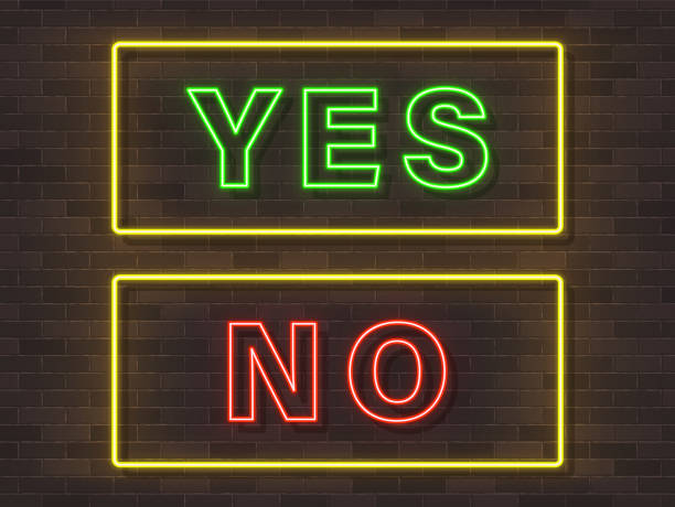 istock Yes No Neon Text Vector. Yes No neon sign, design template, modern trend design, night neon signboard, night bright advertising, light banner, light art. Vector illustration 1297180414