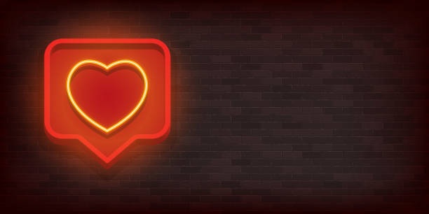 istock Neon bright glowing heart on a dark background. Banner for valentine's day decoration. Realistic vector illustration 1297180451