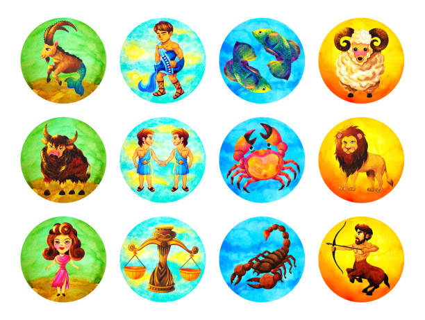 istock 12 zodiac astrology horoscope symbol sign symbol icon design in 4 element color art background watercolor painting cartoon drawing illustration fortune set 1297183774