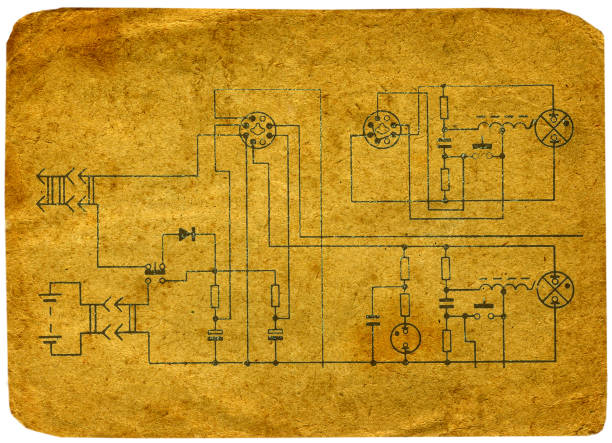istock Old radio circuit on a white background. 1297185900