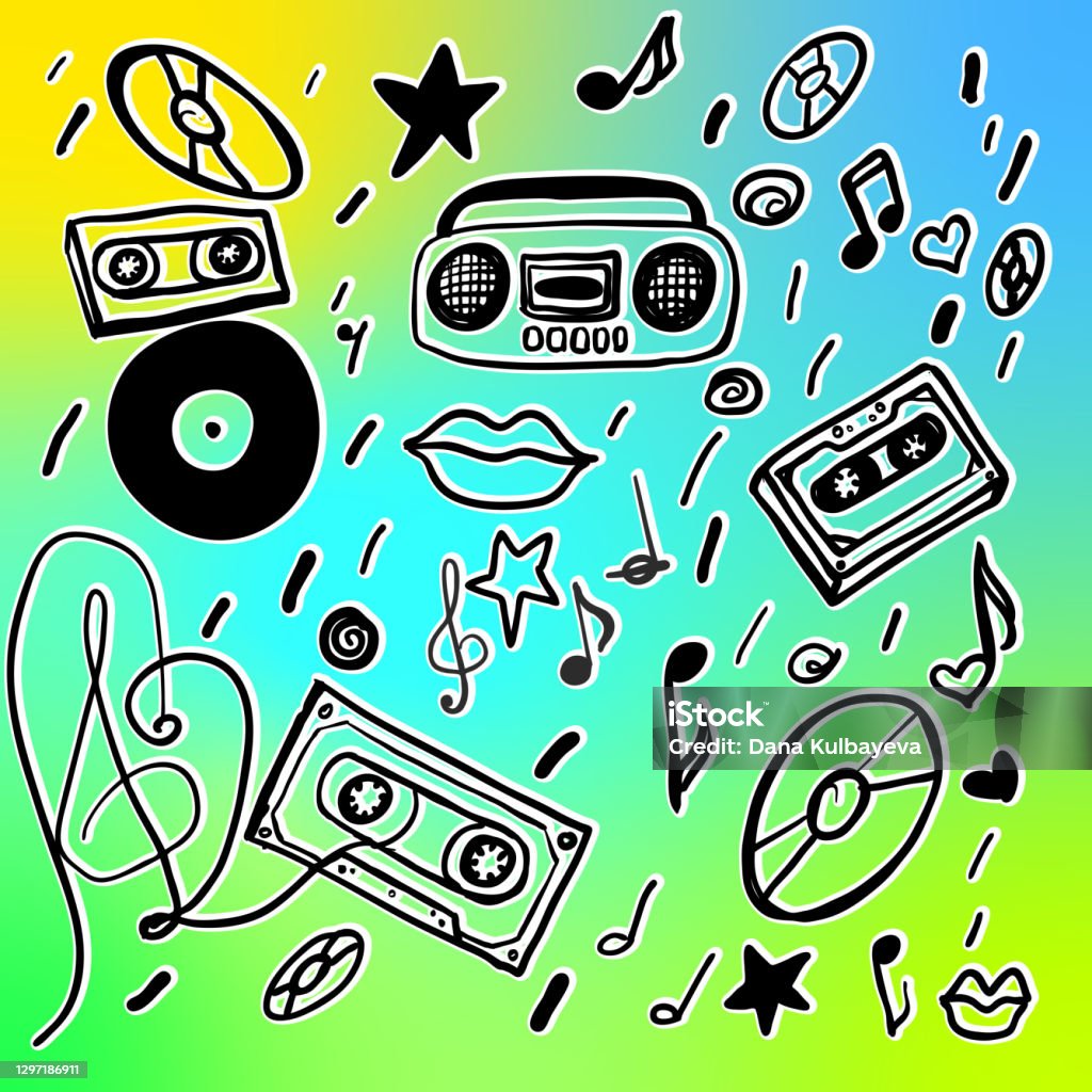 Retro Music Pattern Retro Pattern Stock Illustration - Download Image Now - Disco Music ...