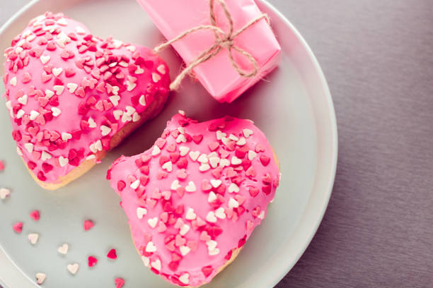 sweet heart shaped donuts and gift