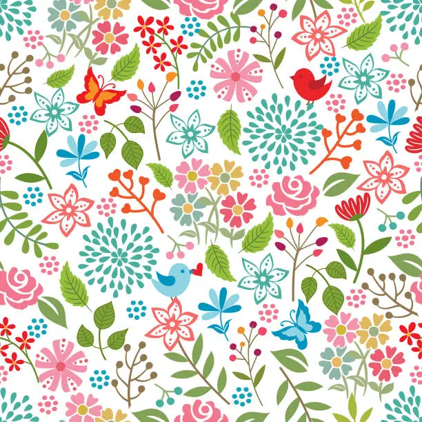 Vector illustration of Floral seamless pattern .