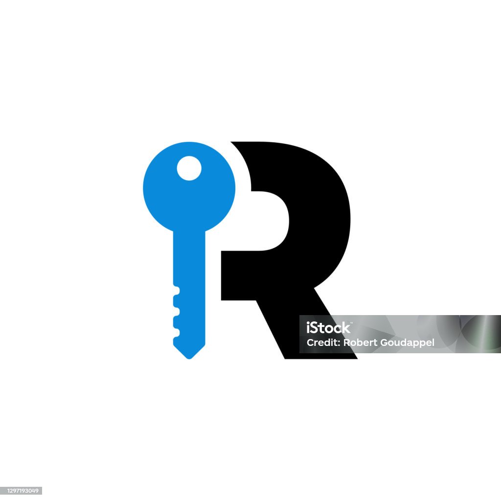 Safe Key With Letter R Vector Logo Letter Safety Security Blue Key R Stock Illustration ...