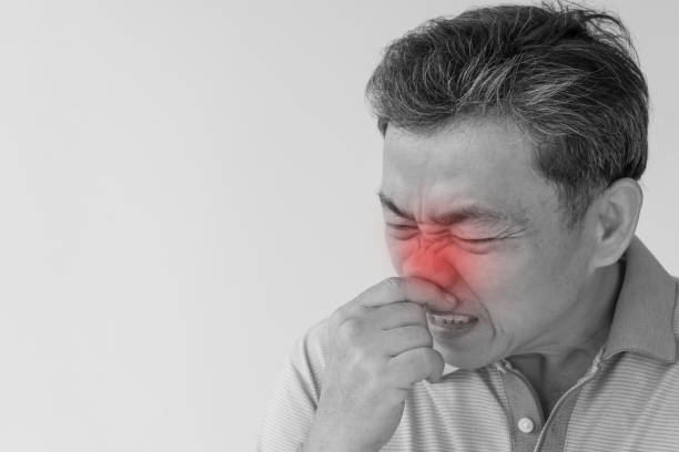 istock sick old senior man, flu, cold, runny nose 1297193489