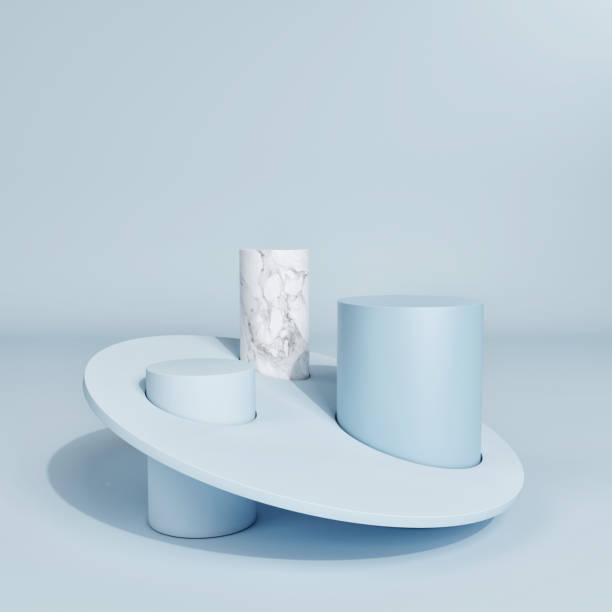 istock The abstract minimal scene with a geometric form for product presentation, blue background 1297193804