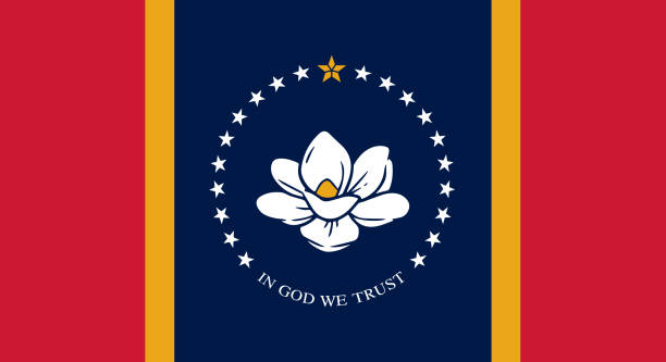 Flag of Mississippi, new Magnolia flag flat vector Flag of Mississippi, new Magnolia flag flat vector illustration. motto stock illustrations