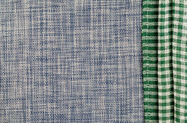 istock Green checkered blue denim cloth napkin. 1297199005