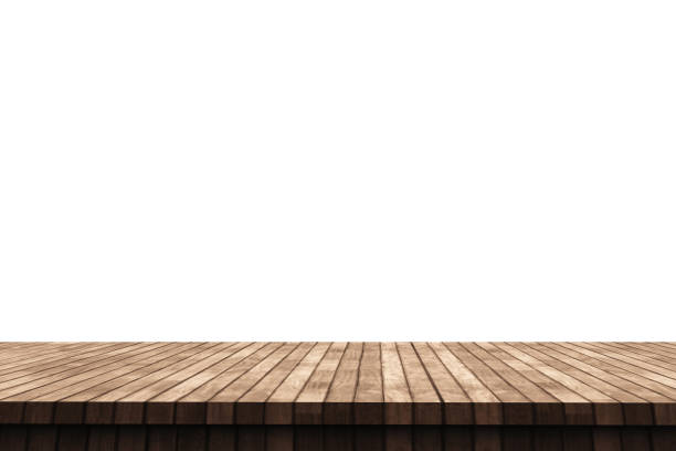 3D Rendering, wooden top table on isolated white background