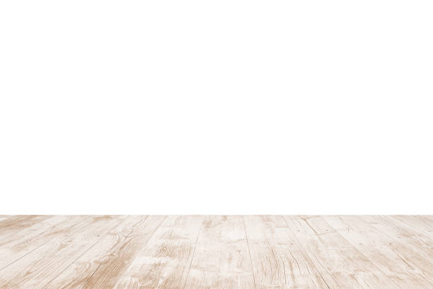 istock 3D Rendering, wooden top table on isolated white background 1297200379