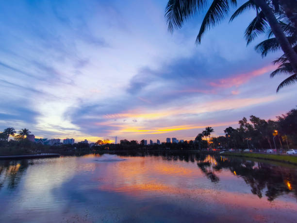 istock Reflection of sky on the lake surface 1297204434