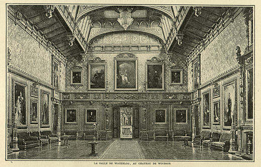 Vintage photograph of The Waterloo Chamber, Windsor Castle, 19th Century