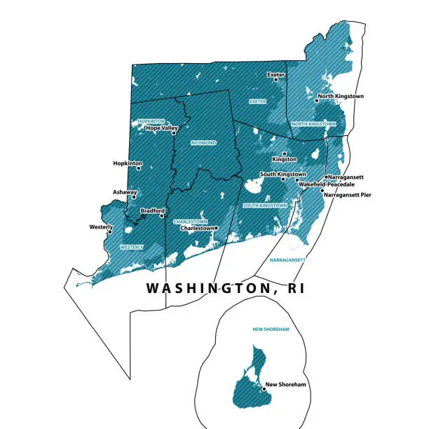 Vector illustration of Rhode Island Washington County Vector Map