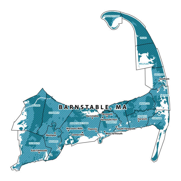 illustrations, cliparts, dessins animés et icônes de carte vectorielle du comté de barnstable au massachusetts - cape cod national seashore