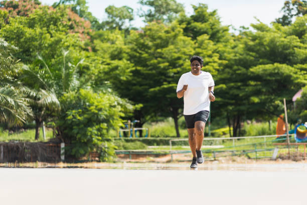 istock sport runner black man wear feet shoe active running training 1297210525