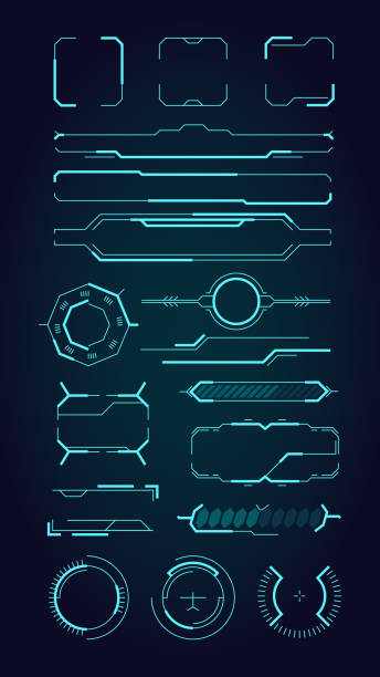 Hud ui elements. Sci fi infographic modern space symbols for web design interface futuristic digital frames for screen and dividers vector set Hud ui elements. Sci fi infographic modern space symbols for web design interface futuristic digital frames for screen and dividers vector set. Hud ui, innovation layout panel interface illustration hud stock illustrations