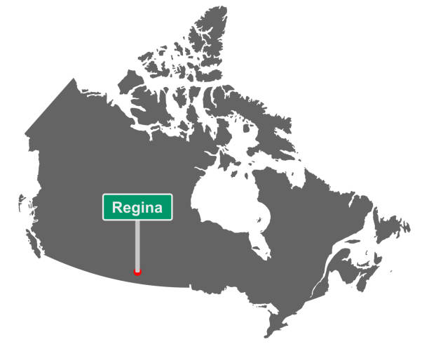 ilustrações, clipart, desenhos animados e ícones de coloque o nome do sinal regina no mapa do canadá - saskatchewan