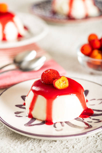 istock Panna Cotta Dessert on White Background 1297214375