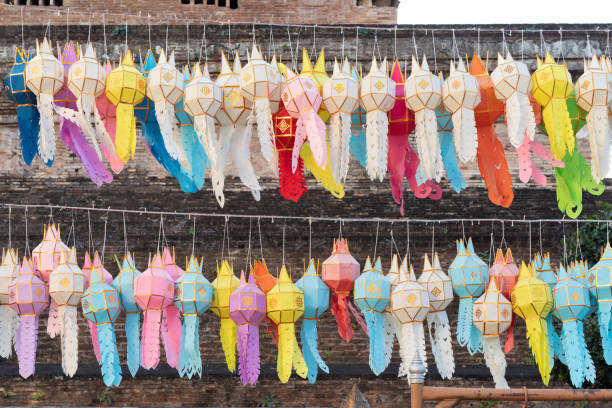 istock hanging colorful paper lanterns decoration in a Buddhist temple 1297215593