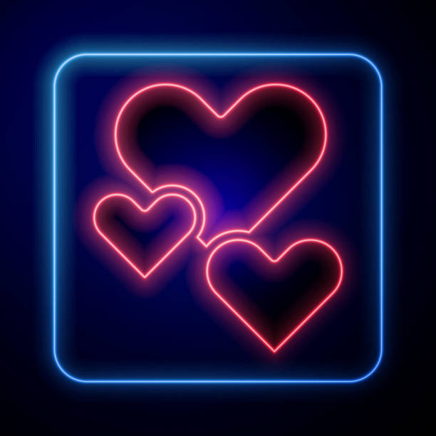 istock Glowing neon Heart icon isolated on blue background. Romantic symbol linked, join, passion and wedding. Valentine day symbol. Vector 1297215705
