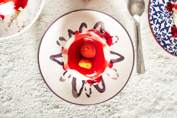 Flat Lay Panna Cotta Dessert