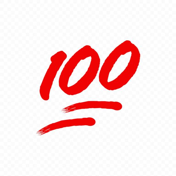 100 percent emoji. One hundred percent sign. Vector EPS 10. Isolated on transparent background 100 percent emoji. One hundred percent sign. Vector EPS 10. Isolated on transparent background. number 100 stock illustrations