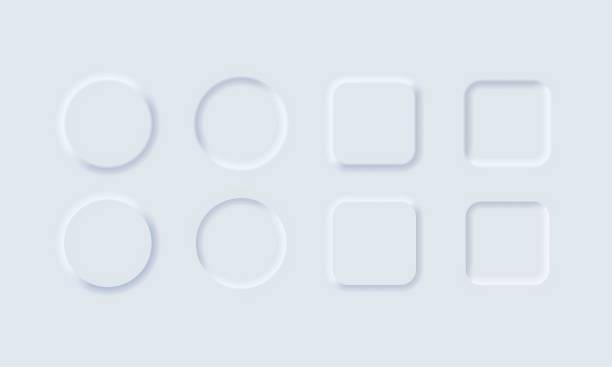 istock White buttons in neomorphism style for website or app. UI blank buttons. Neumorphism. Vector EPS 10. Isolated on white background 1297223442