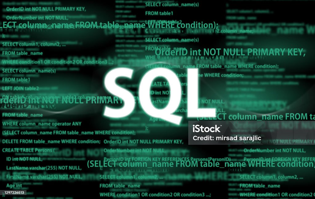Codigo Sql Que Es Ilustración de Código Sql Sobre Fondo Oscuro Y Palabra Sql y más ...