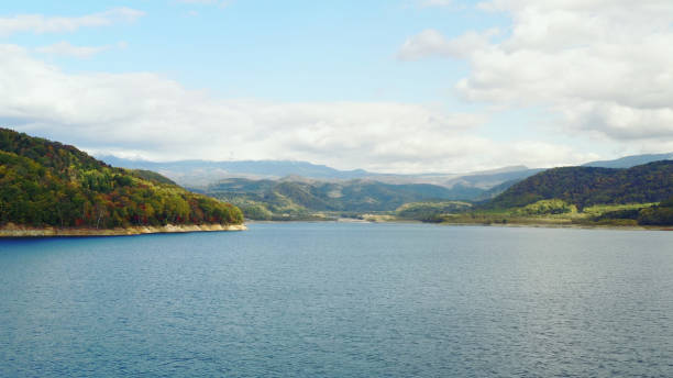 istock Mountains and lake aerial view. Environment concept. 1297229569