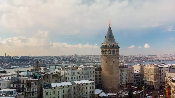 Istanbul, Turkey during a snowstorm sun