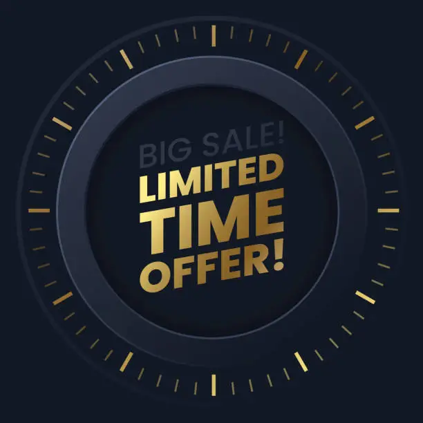 Vector illustration of Limited Time Offer Clock Countdown Sale