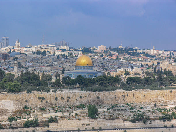 istock Mosque with golden dome in old city Jerusalem 1297232655