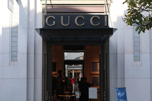 Suzhou.China-Jan. 2021: Facade of GUCCI store. An Italian luxury clothing brand