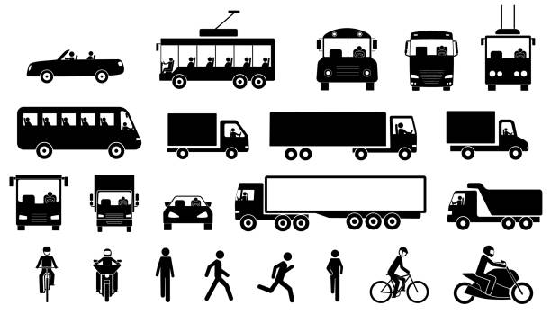 ilustraciones, imágenes clip art, dibujos animados e iconos de stock de iconos del transporte por carretera y del transporte - back seat illustrations