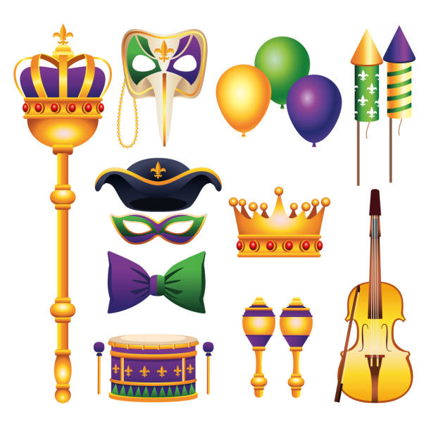 istock bundle of eleven mardi gras carnival celebration set icons 1297235877