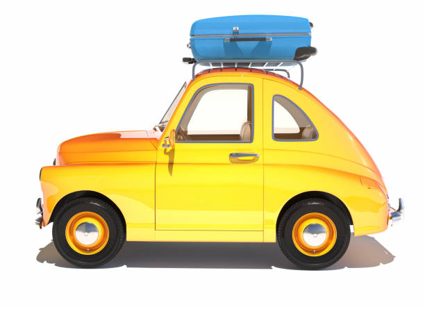 istock Cartoon car with laggage on top 1297236779