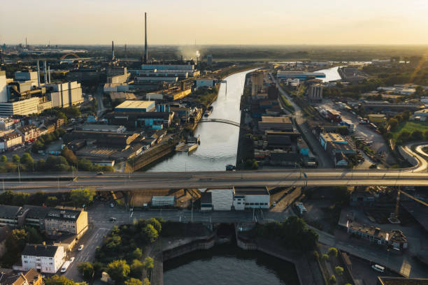 Polluted smoke coming out from industrial chimney