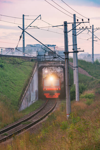 istock Passenger train moves through the tunnel. 1297238189