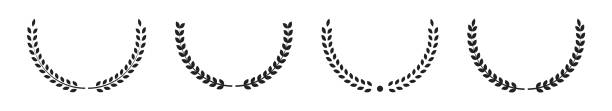 Set of leaf chaplet. Vector black silhouette laurel foliate collection. Set of leaf chaplet. Vector black silhouette laurel foliate collection on white background. laureat stock illustrations