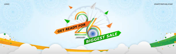 ilustrações de stock, clip art, desenhos animados e ícones de indian republic day sale website banner design - world record illustrations