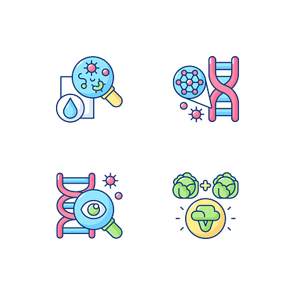 Microbiology RGB color icons set