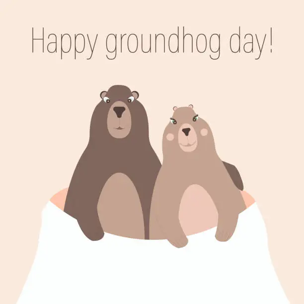 Vector illustration of happy Groundhog day!