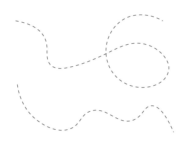 bildbanksillustrationer, clip art samt tecknat material och ikoner med path resa prickade linje resa streckade spår transport spår och silhuett, reser symbol vektor illustration - prickad linje