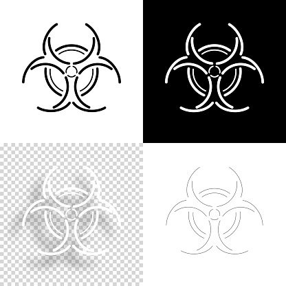 生物学的ハザードシンボル。デザイン用アイコン。空白、白、黒の背景 - ラインアイコン - イラスト素材...