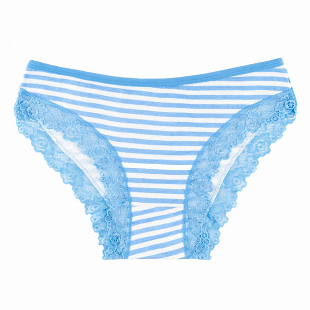 istock Women's panties with blue stripes,  front view isolated on the white background 1297255698