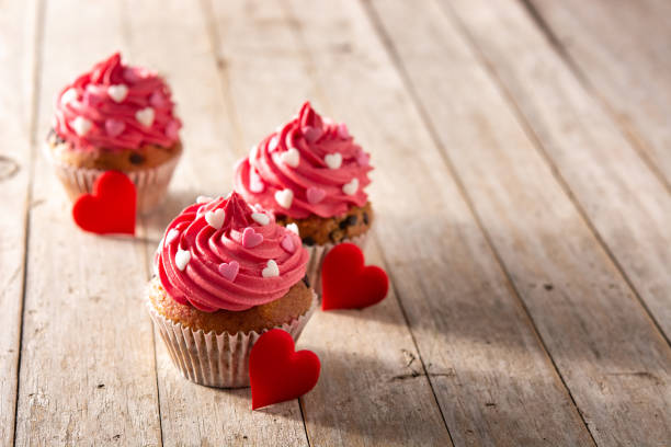 istock Cupcakes decorated with sugar hearts for Valentine's Day 1297256921