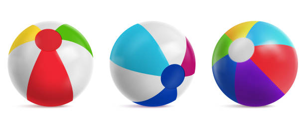 ilustrações, clipart, desenhos animados e ícones de bolas de praia infláveis para brincar na água - beach ball ball sphere red