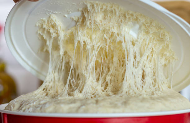 istock Puffed dough waiting in the container, yarn state when opening the lid 1297260366