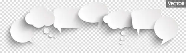 Vector illustration of sticker speech bubbles with shadow